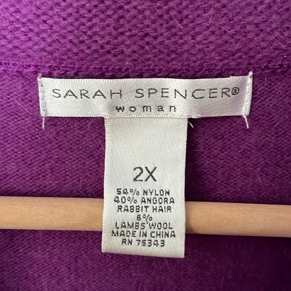 Sarah Spencer Magenta Angora Shawl Collar Sweater Women’s Size 2X - Picture 2 of 8